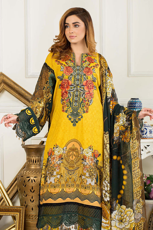 Sunglow - Digital Printed & Embroidered Swiss Lawn