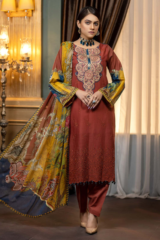 Moccaccino - Stitched Printed & Embroidered Lawn