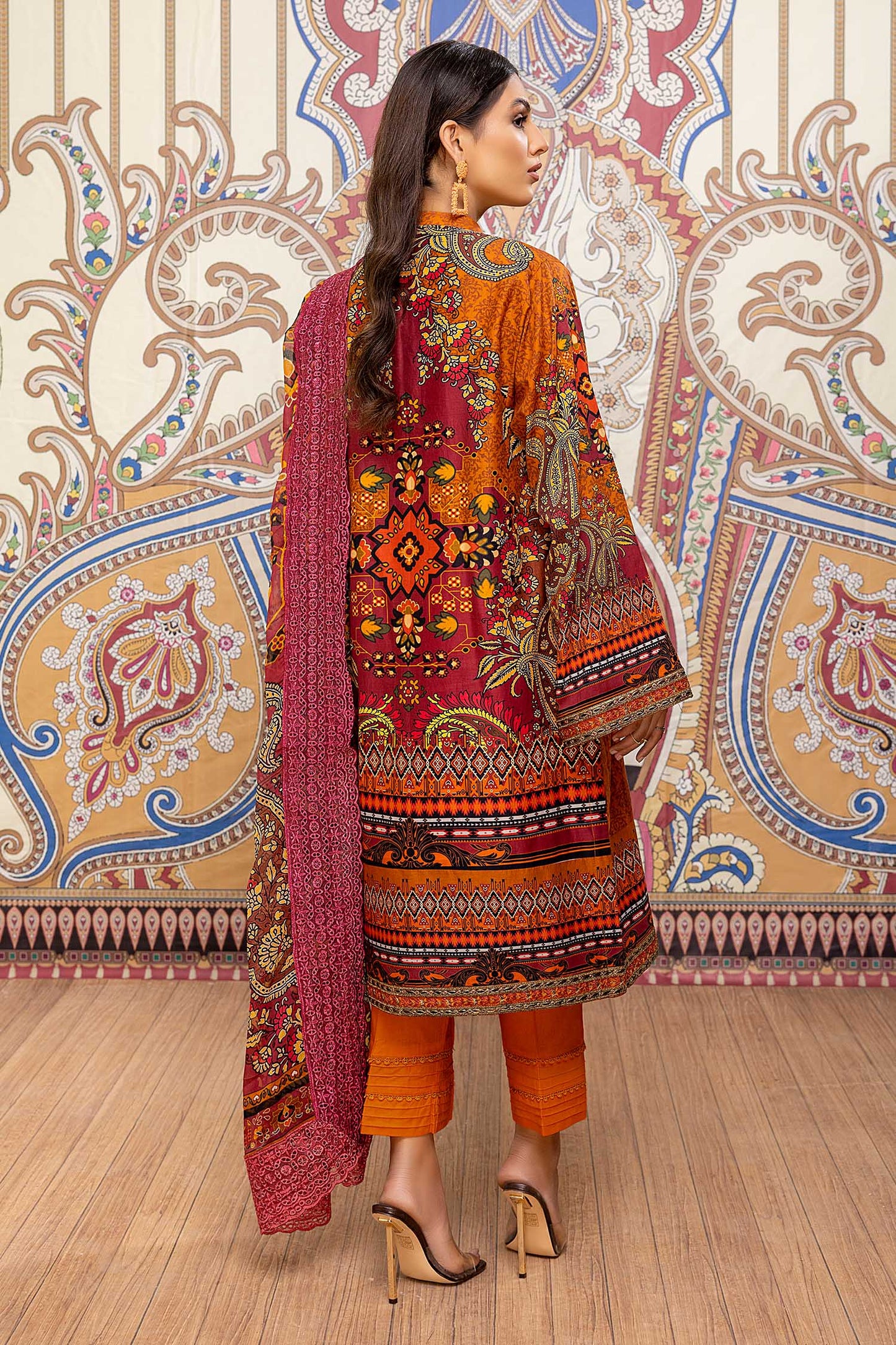 Dazzling Orange - Printed & Embroidered Lawn Pret 3PC