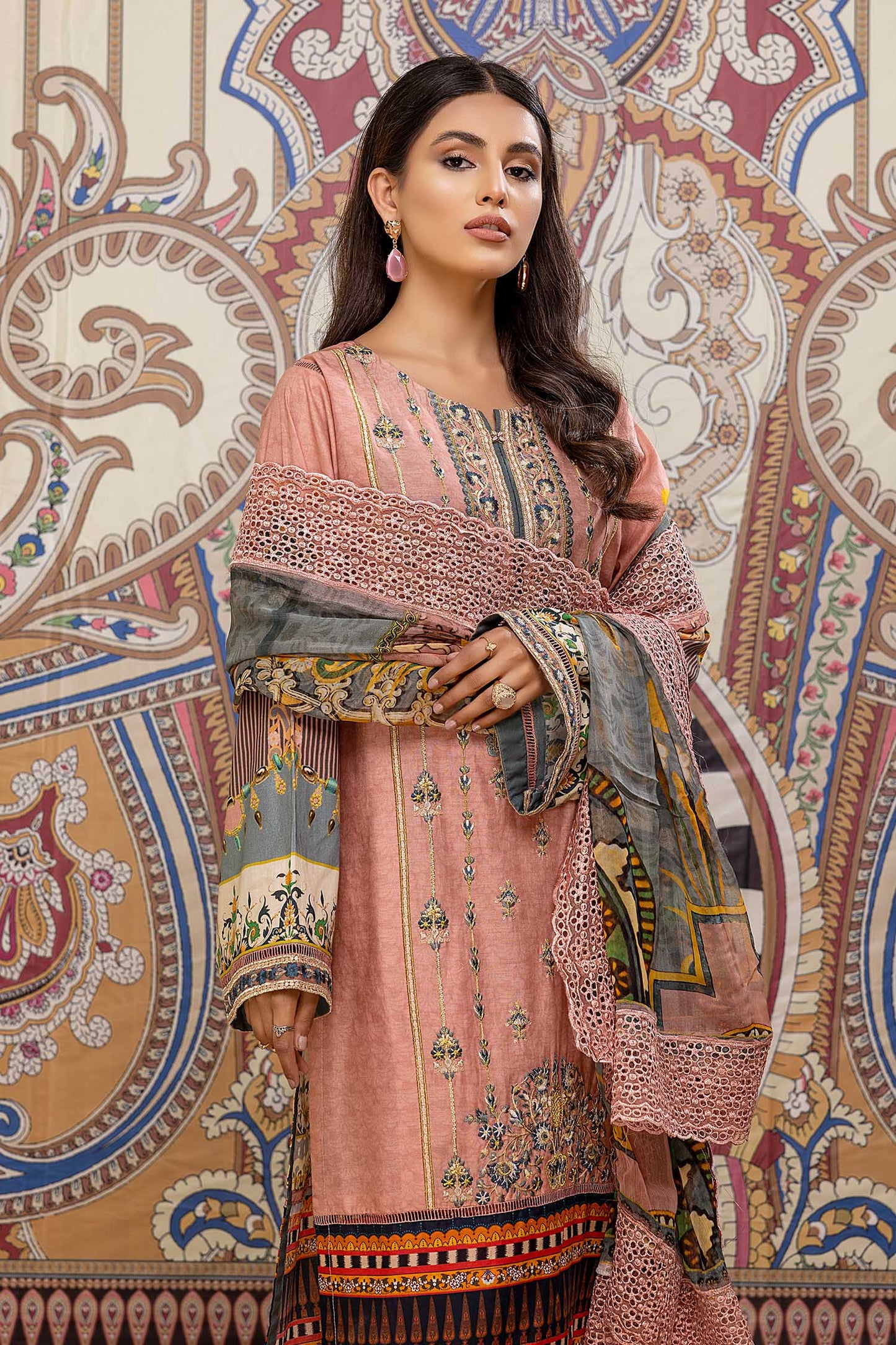 Pink Flower - Printed & Embroidered Lawn Pret 3PC