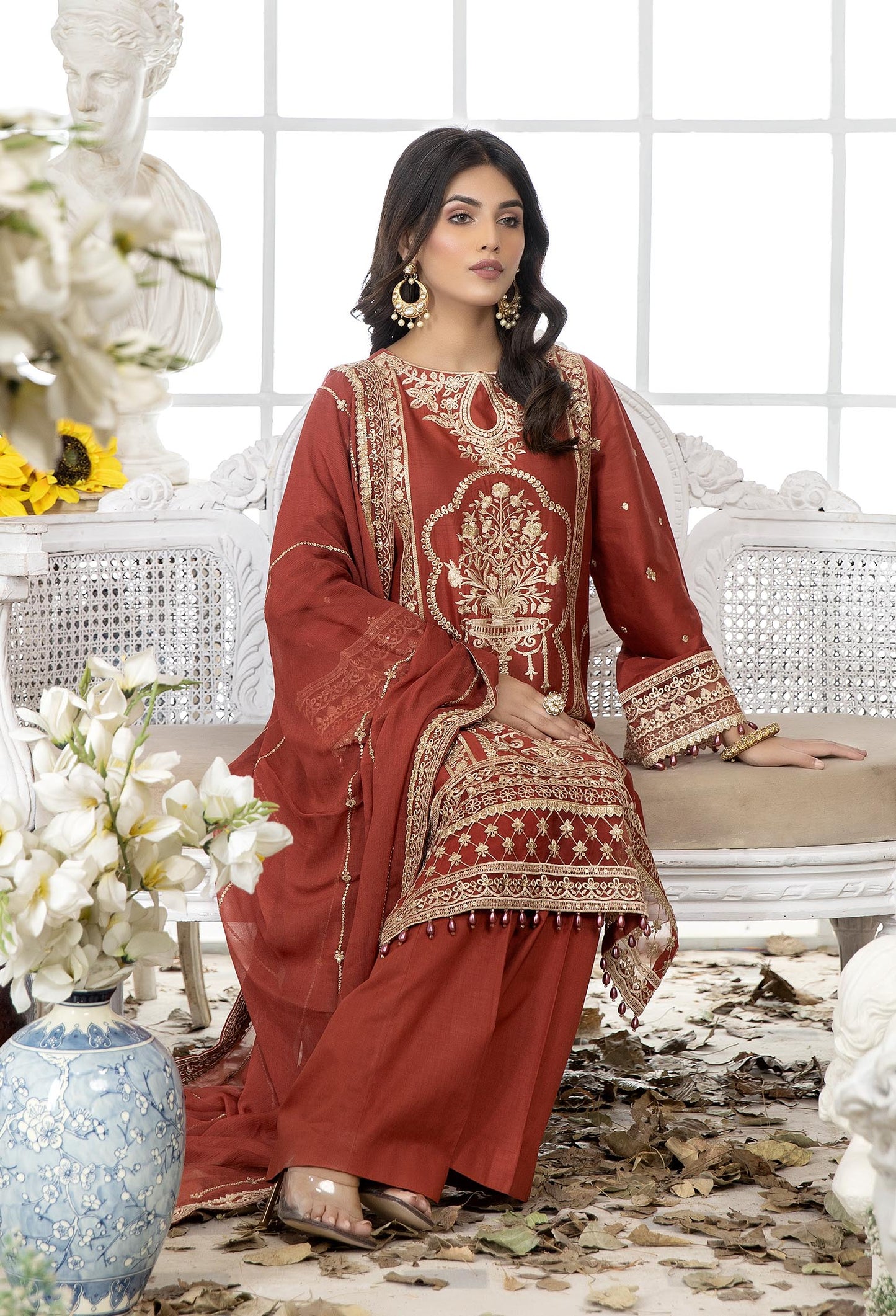 Bulgarian Rose - Embroidered Unstitched Lawn