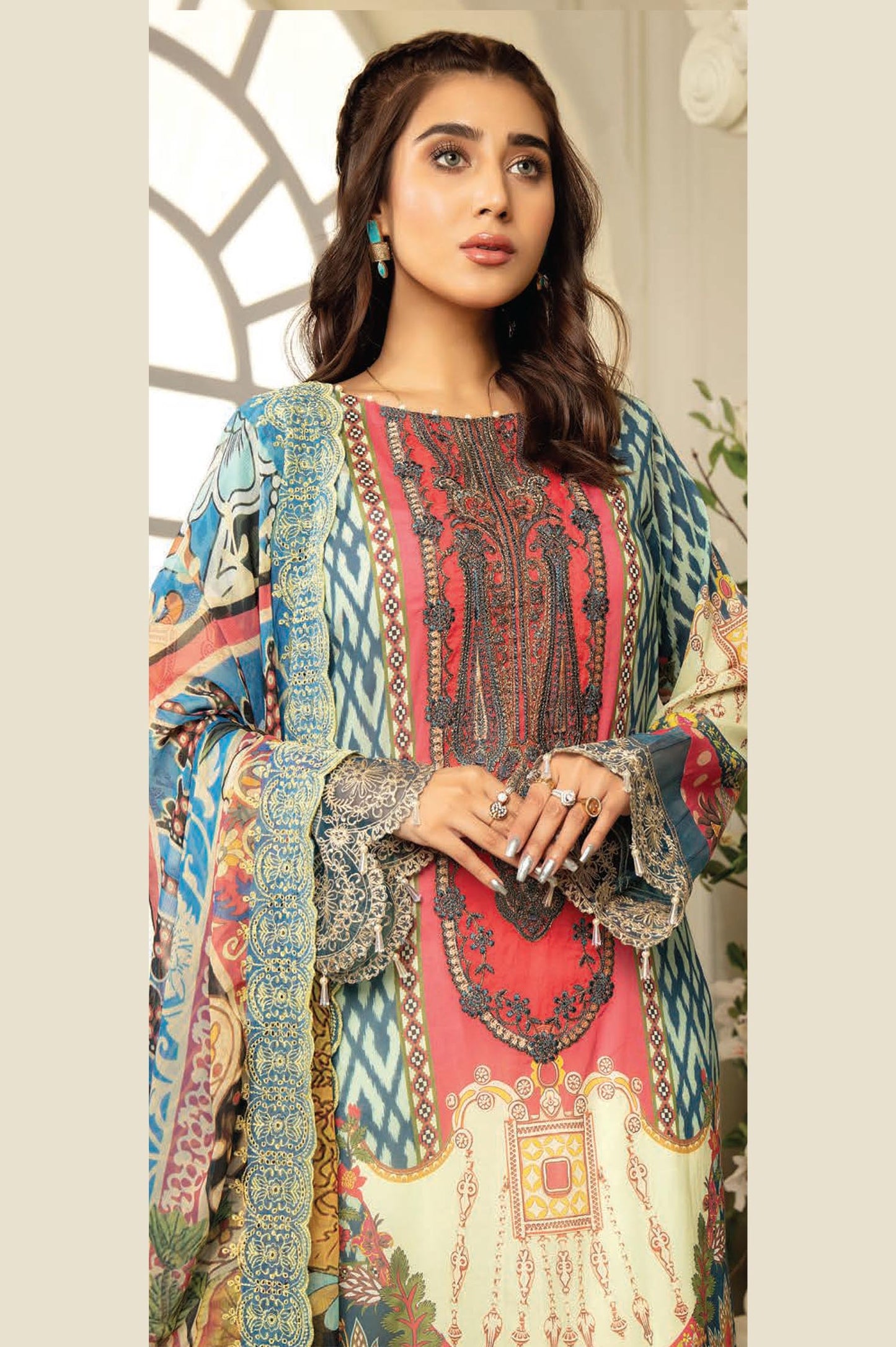 Datura - Digital Printed & Embroidered Swiss Voil 3PC