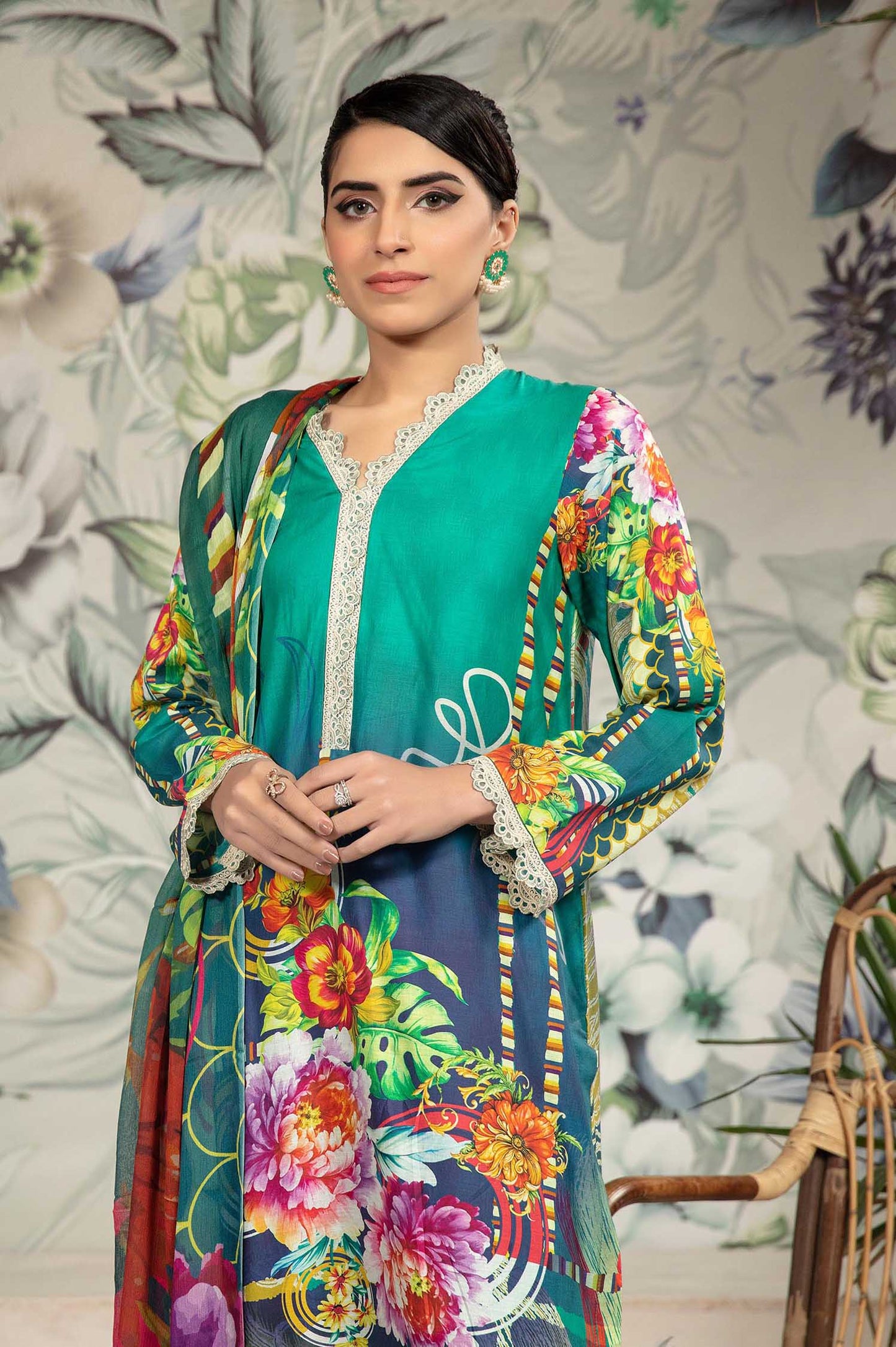 Dark Forest - Printed & Embroidered Lawn 3PC