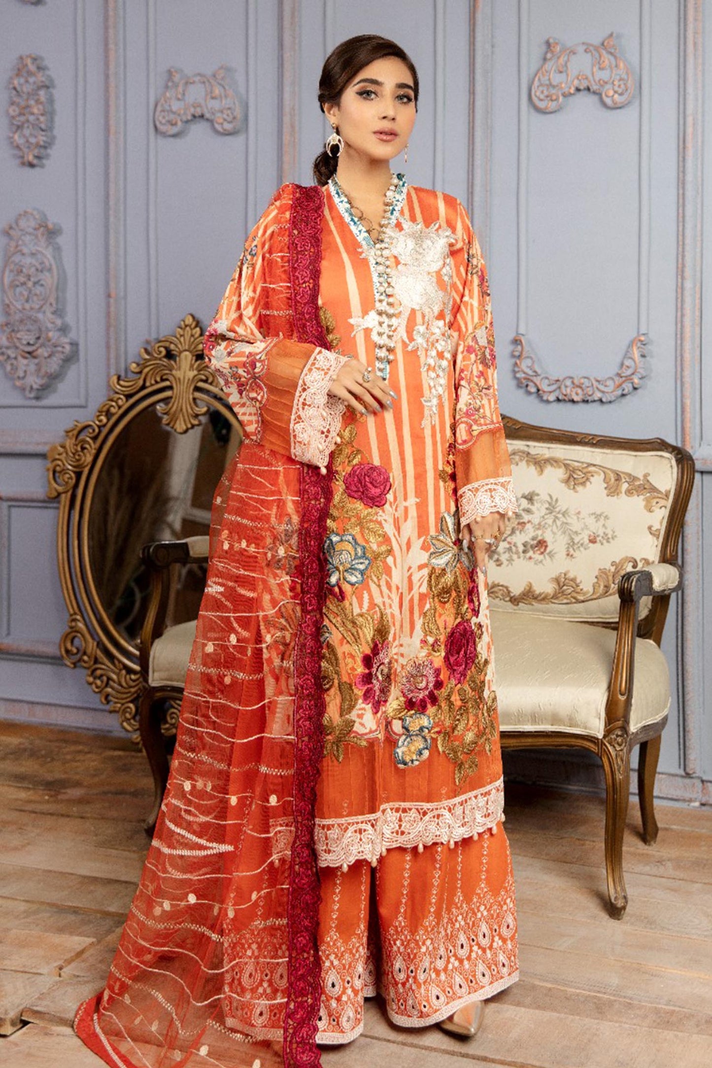 Cerise - Digital Printed & Schiffli Embroidered Lawn 3PC