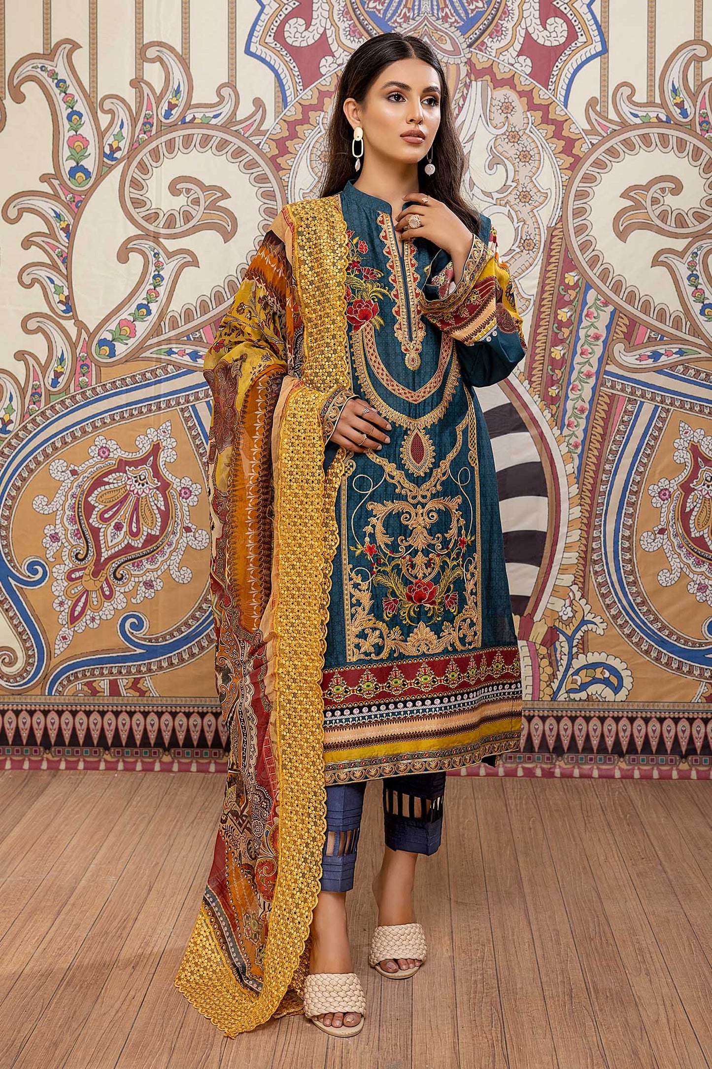 Almond - Printed & Embroidered Lawn Pret 3PC