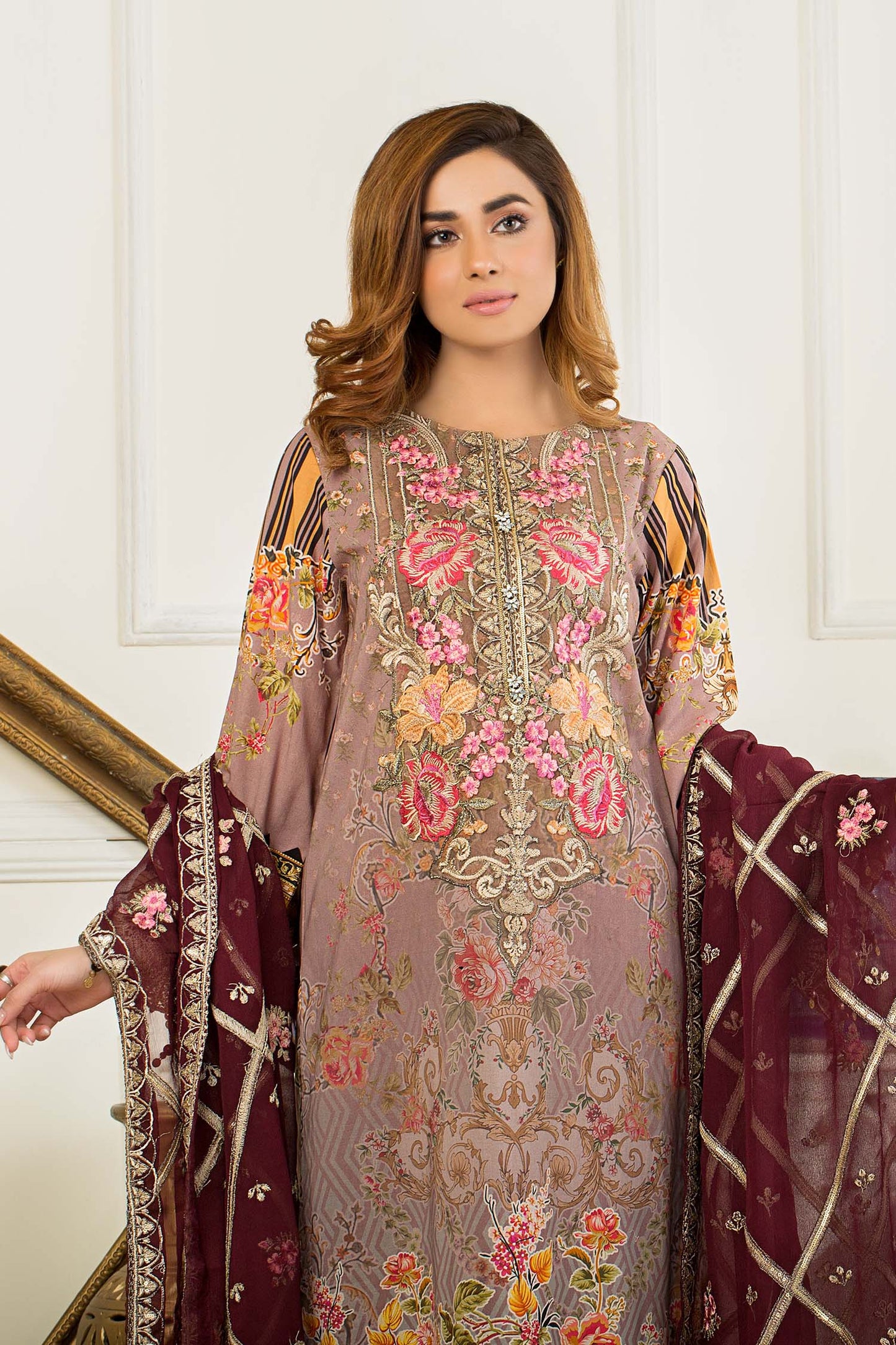 Acadia - Digital Printed & Embroidered Swiss Lawn