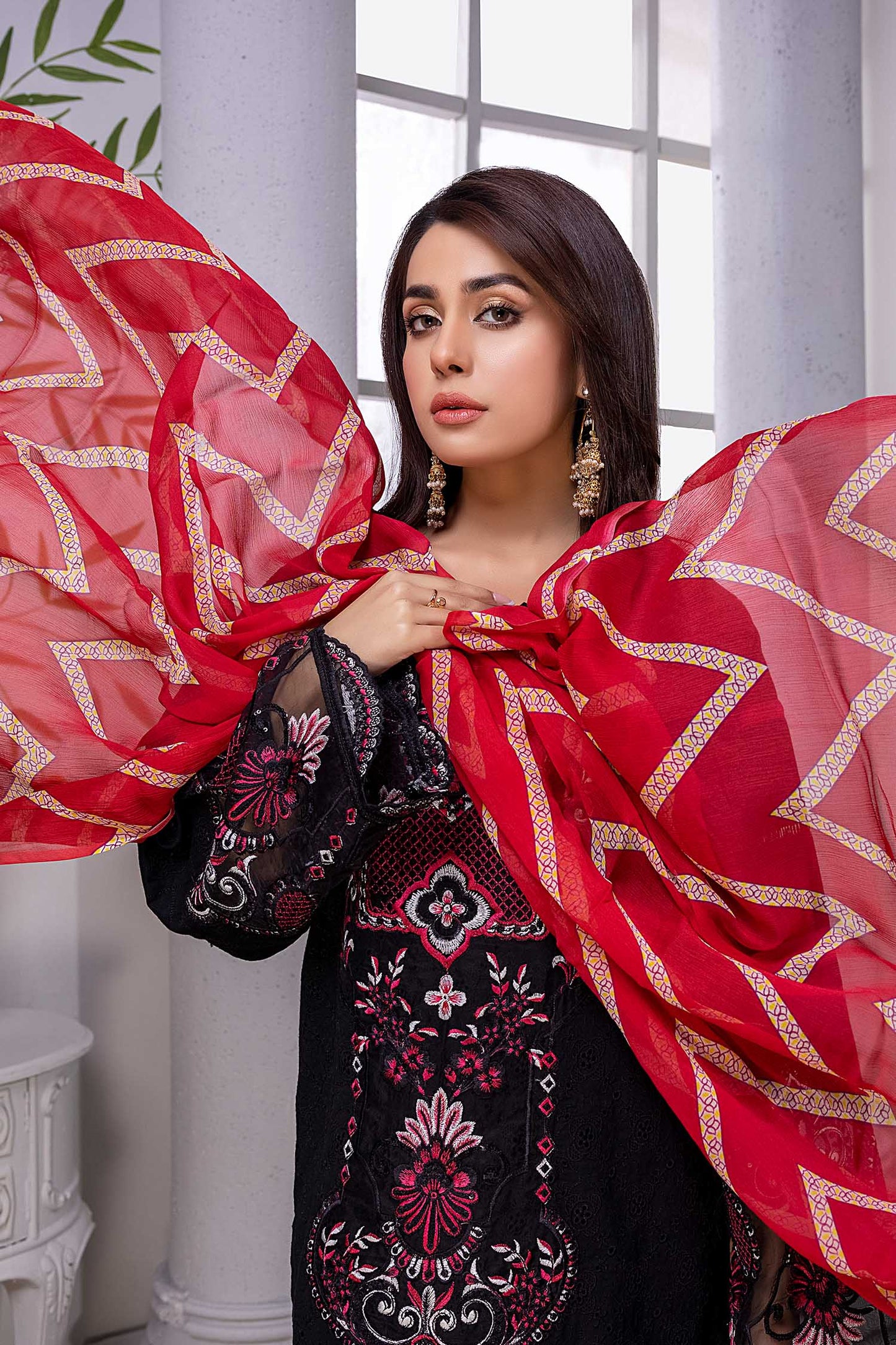 Rich Black - Chikankari Embroidered Lawn Stitched 3PC