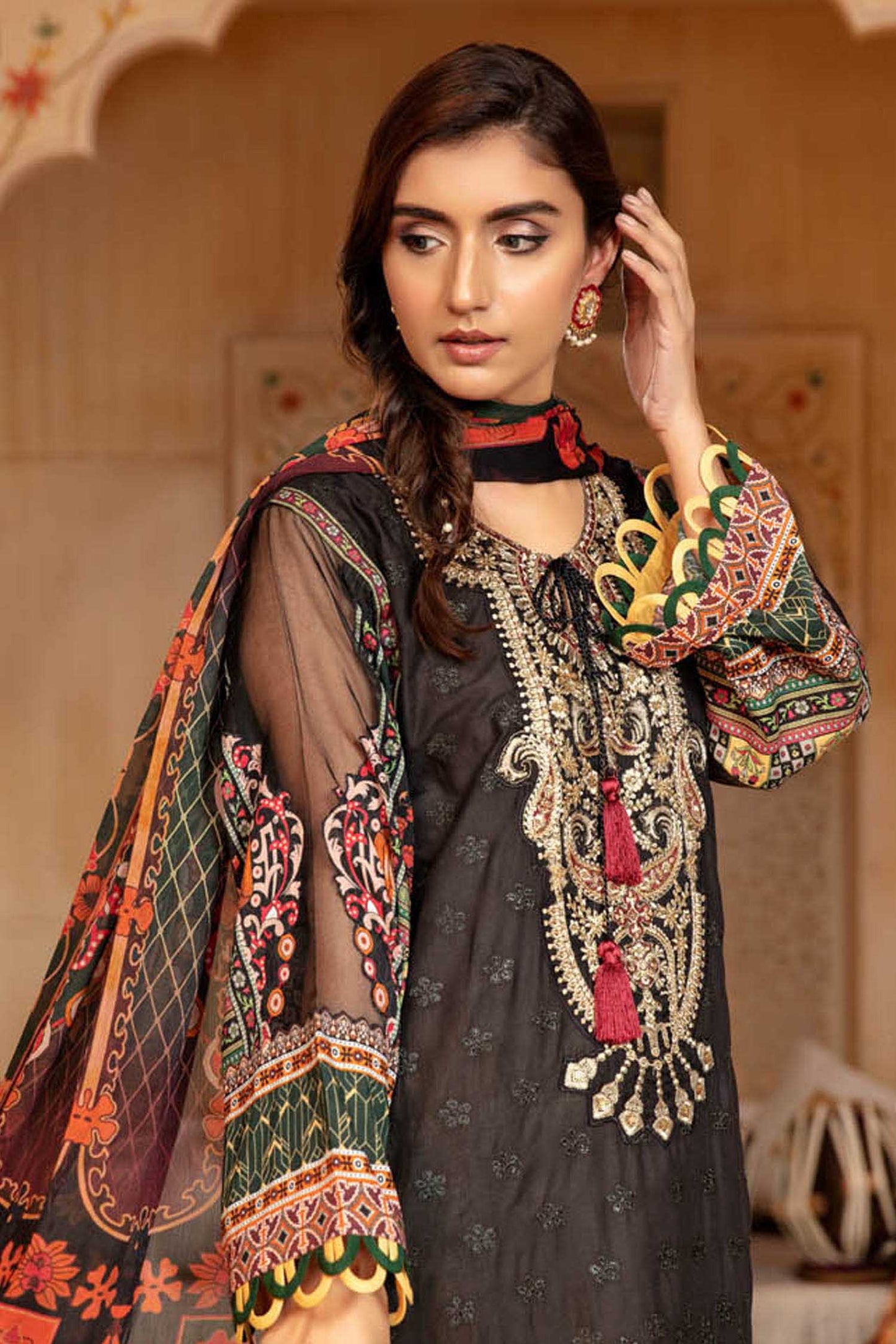 Dark Grey - Schiffli Embroidered Lawn 3PC