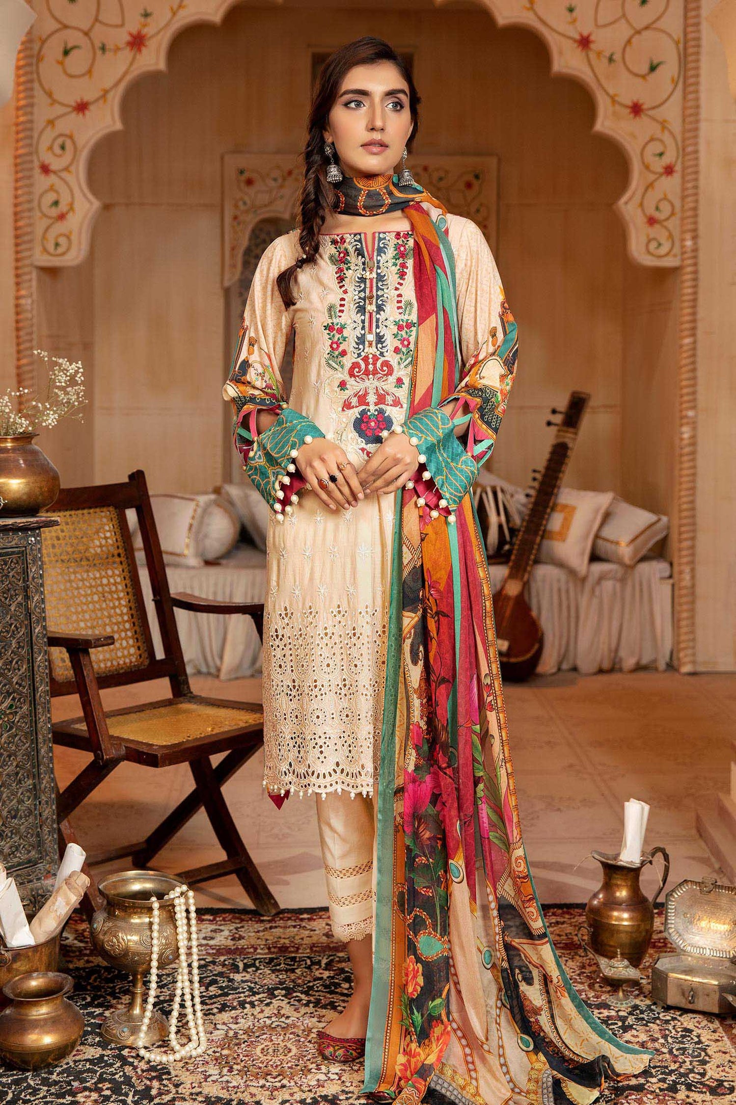 Periwinkle - Schiffli Embroidered Lawn 3PC