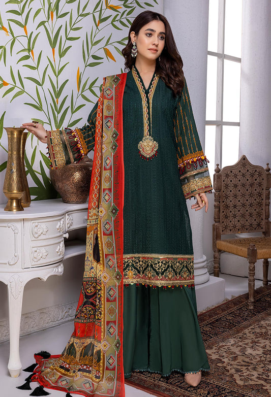 Green Field - Embroidered Chikankari Lawn 3PC