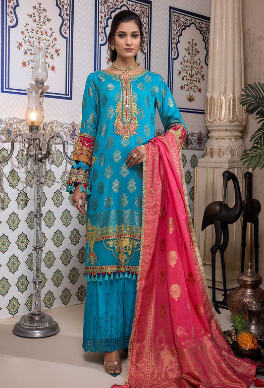 Cherry Blossom - Schiffli Embroidered Jacquard Lawn 3PC