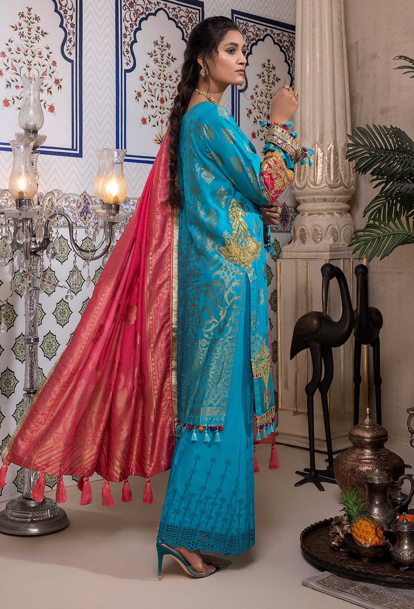 Cherry Blossom - Schiffli Embroidered Jacquard Lawn 3PC