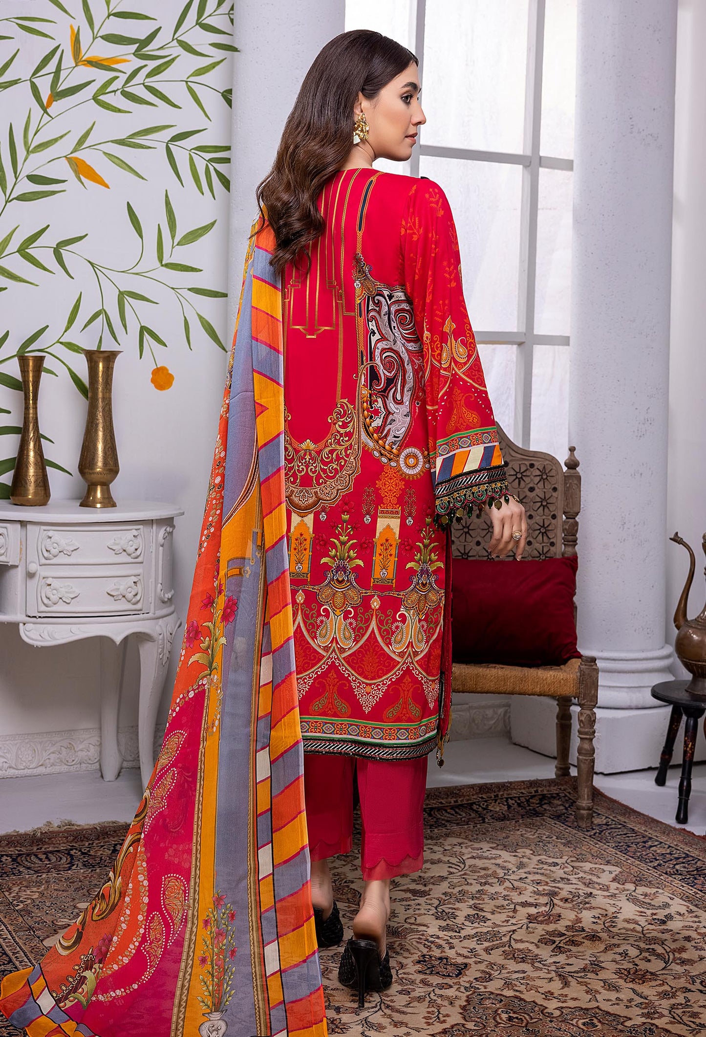 Coral Rose - Embroidered Chikankari Lawn 3PC