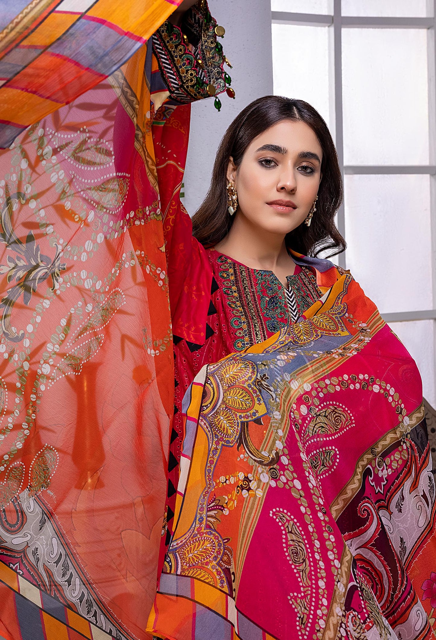 Coral Rose - Embroidered Chikankari Lawn 3PC