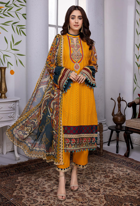 Yellow Almond - Embroidered Chikankari Lawn 3PC