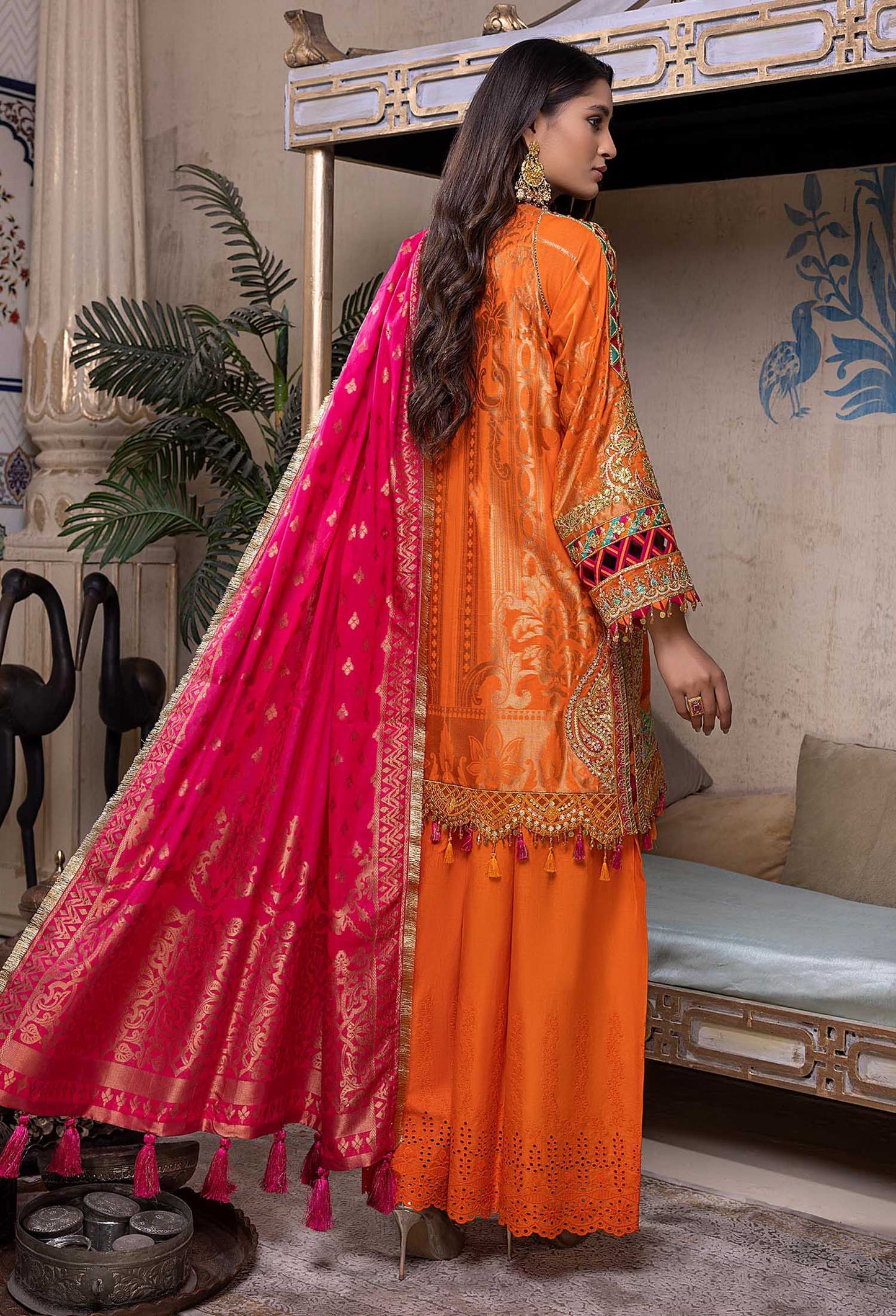 Marigolds - Schiffli Embroidered Jacquard Lawn 3PC