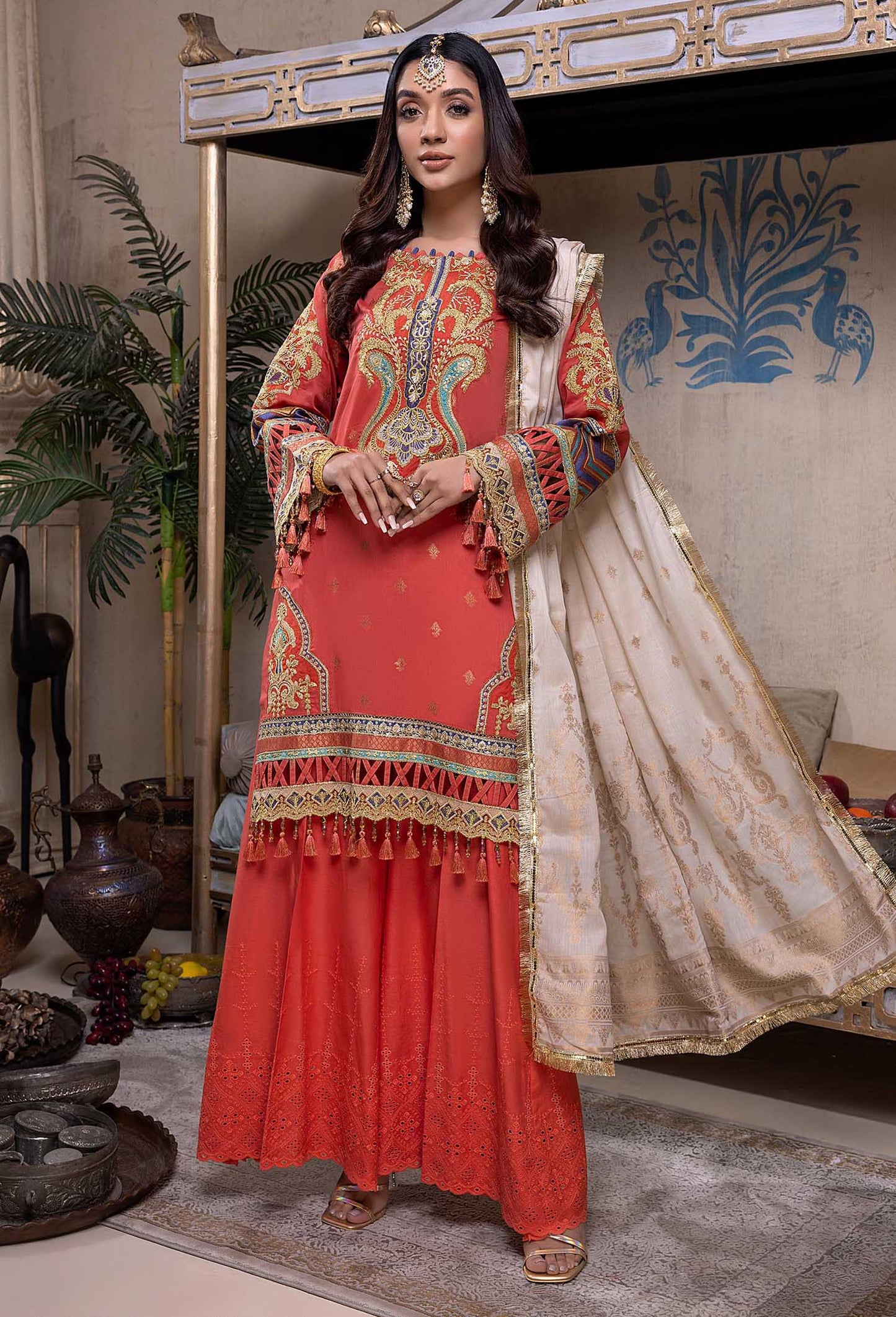 Celosia - Schiffli Embroidered Jacquard Lawn 3PC