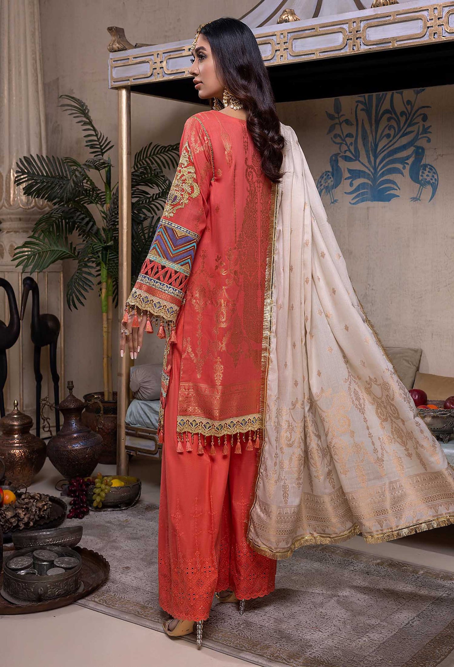 Celosia - Schiffli Embroidered Jacquard Lawn 3PC