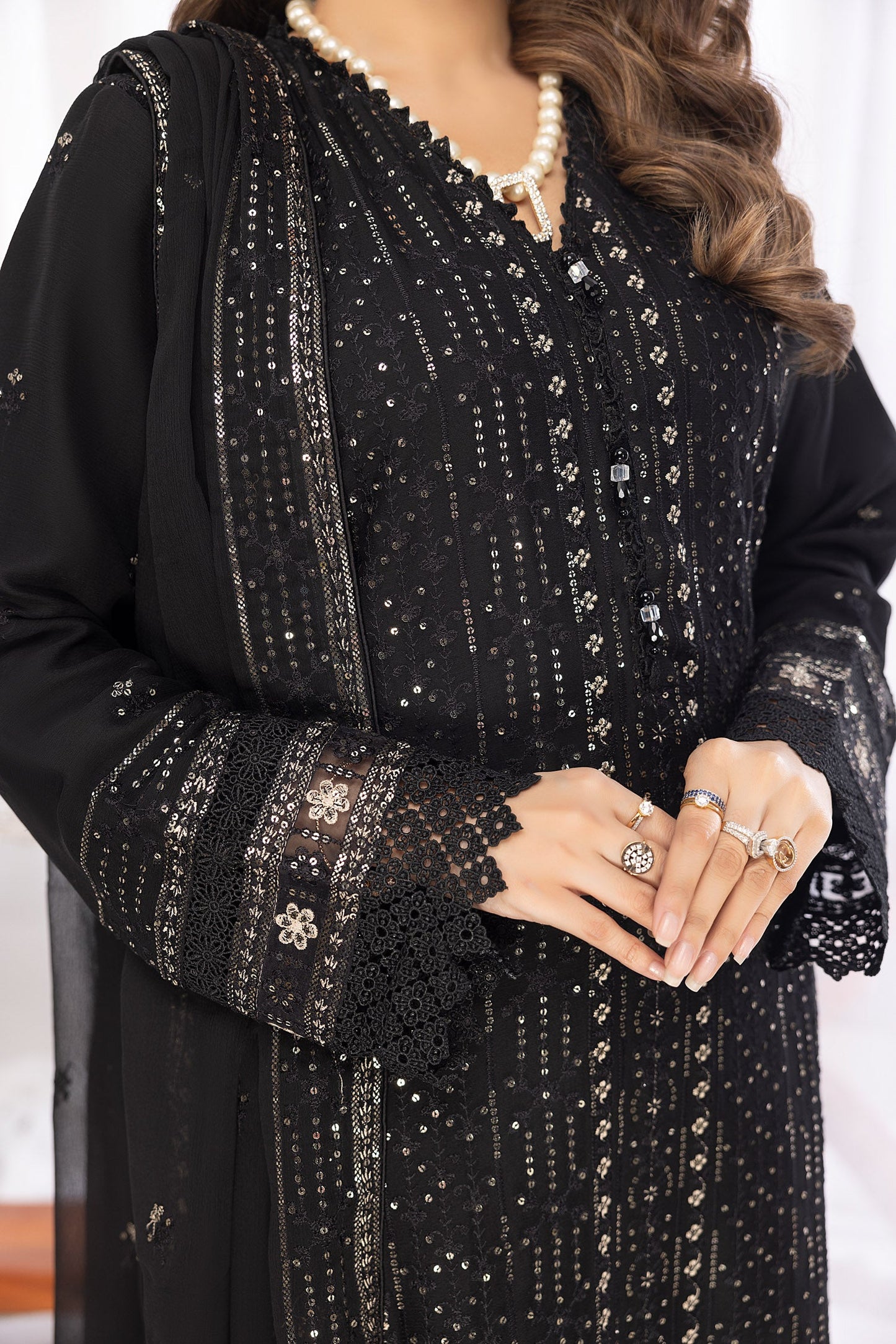 Marble Black - Embroidered Chiffon Pret 3PC