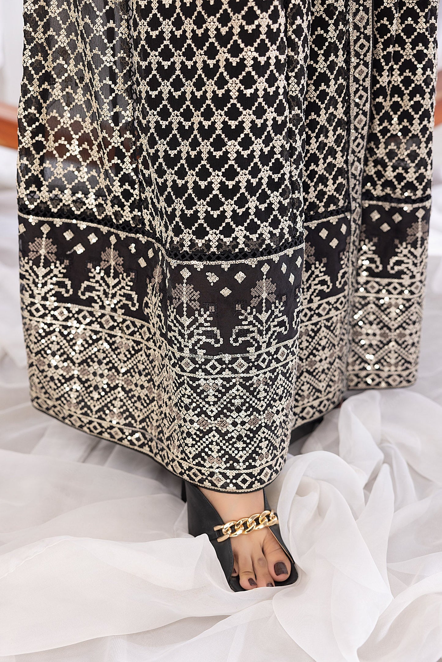 Bloom Stars - Embroidered Chiffon Gown Pret 3PC