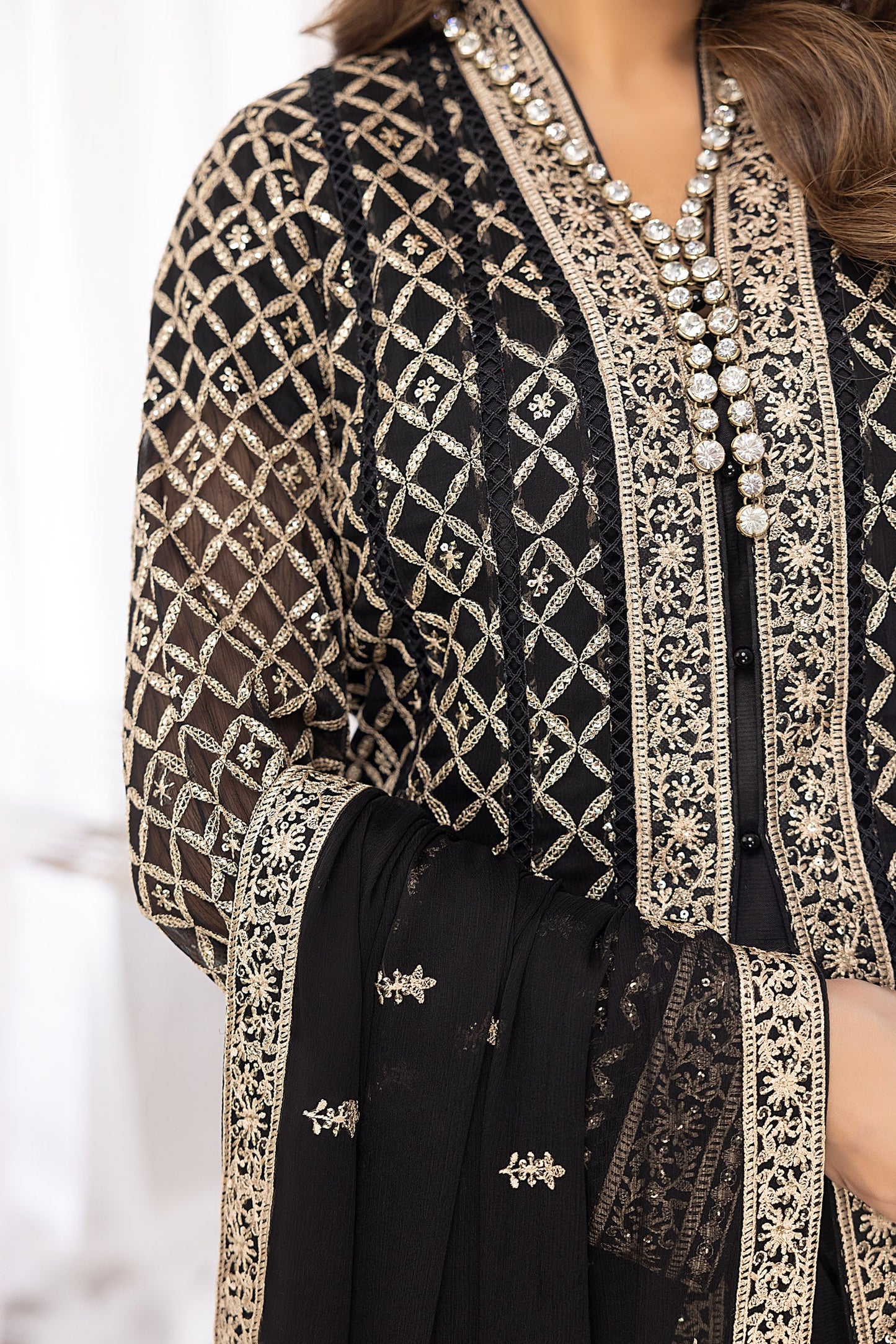 Chic Vibrant - Embroidered Chiffon Gown Pret 3PC