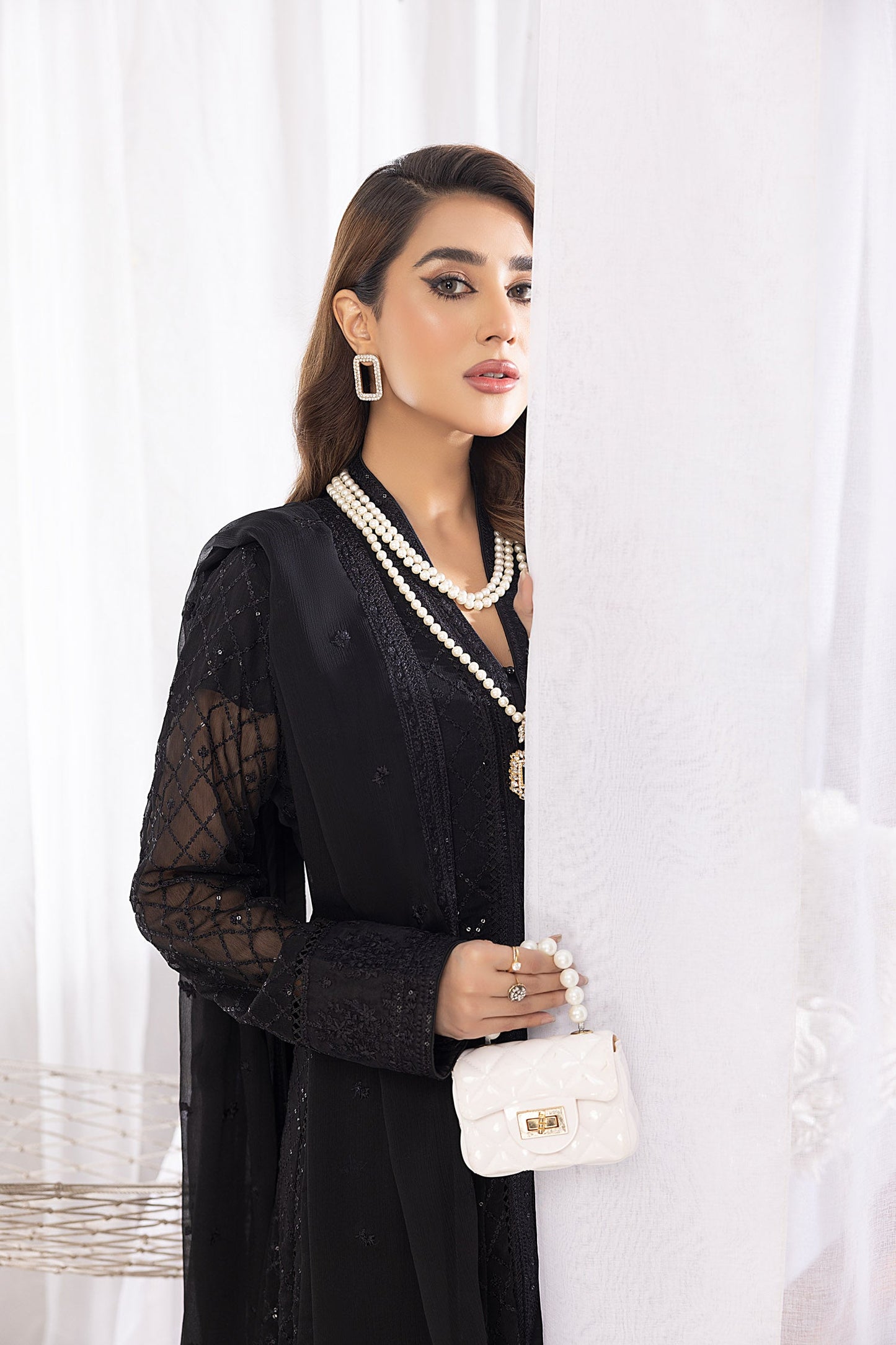 Crimson Crown - Embroidered Chiffon Gown Pret 3PC