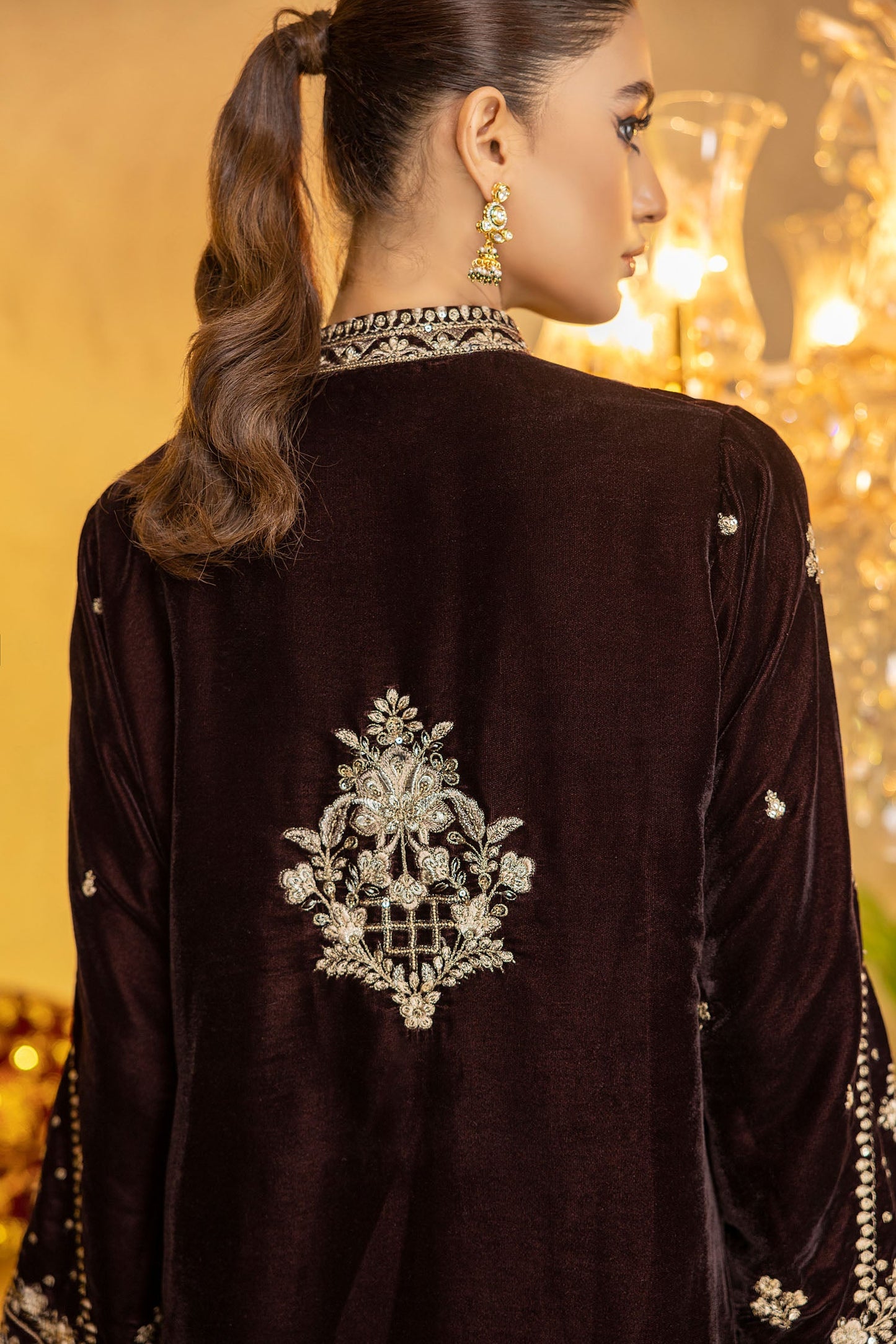 Charldes - Embroidered Velvet Stitched 2PC