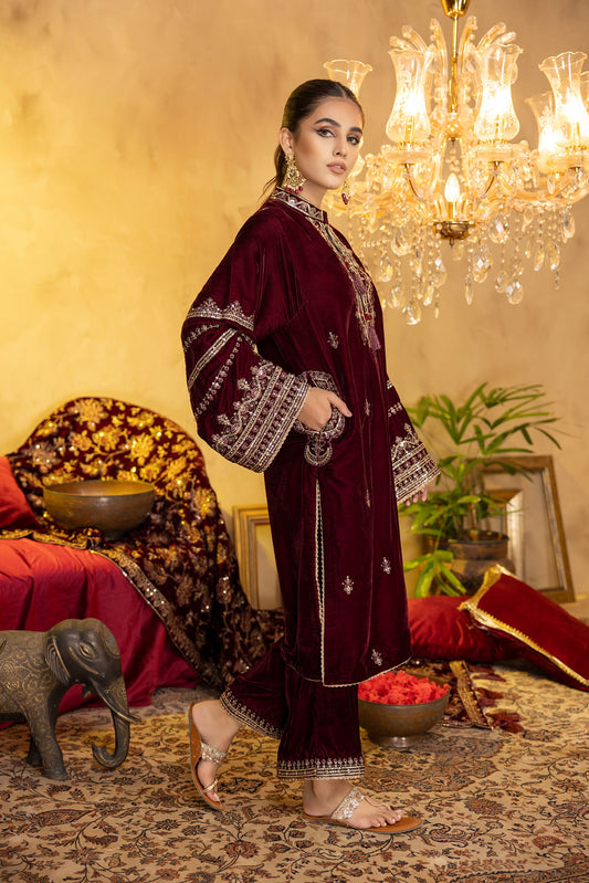 Jelian - Embroidered Velvet Stitched 2PC