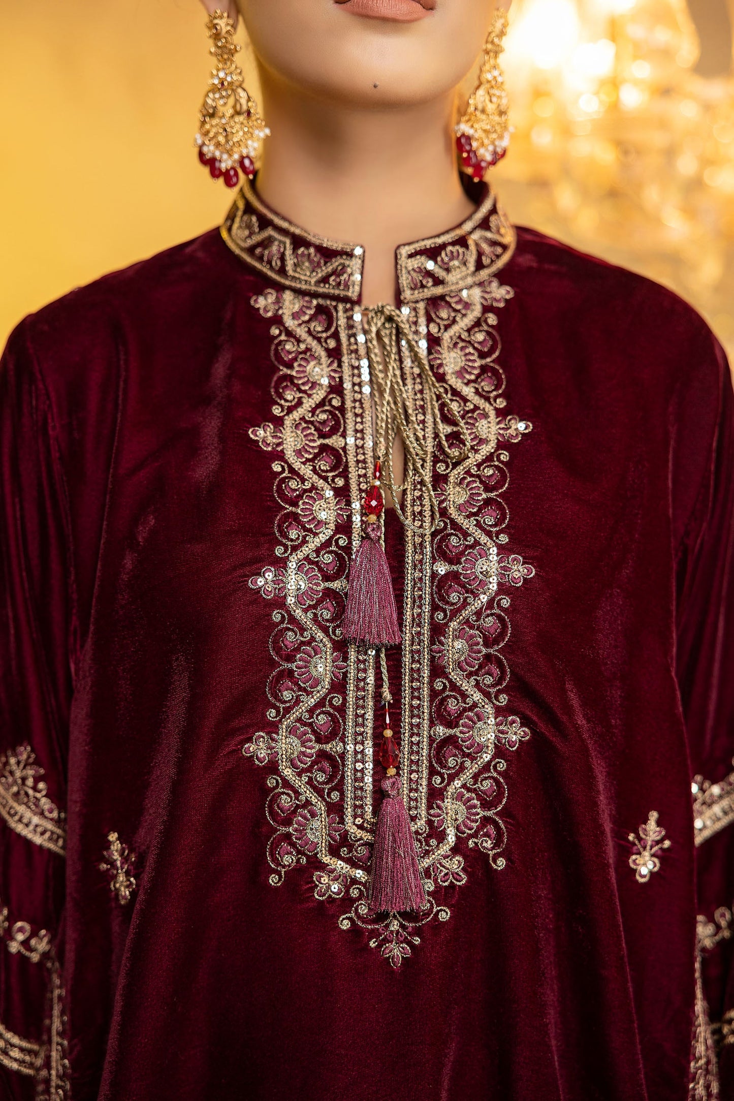 Jelian - Embroidered Velvet Stitched 2PC