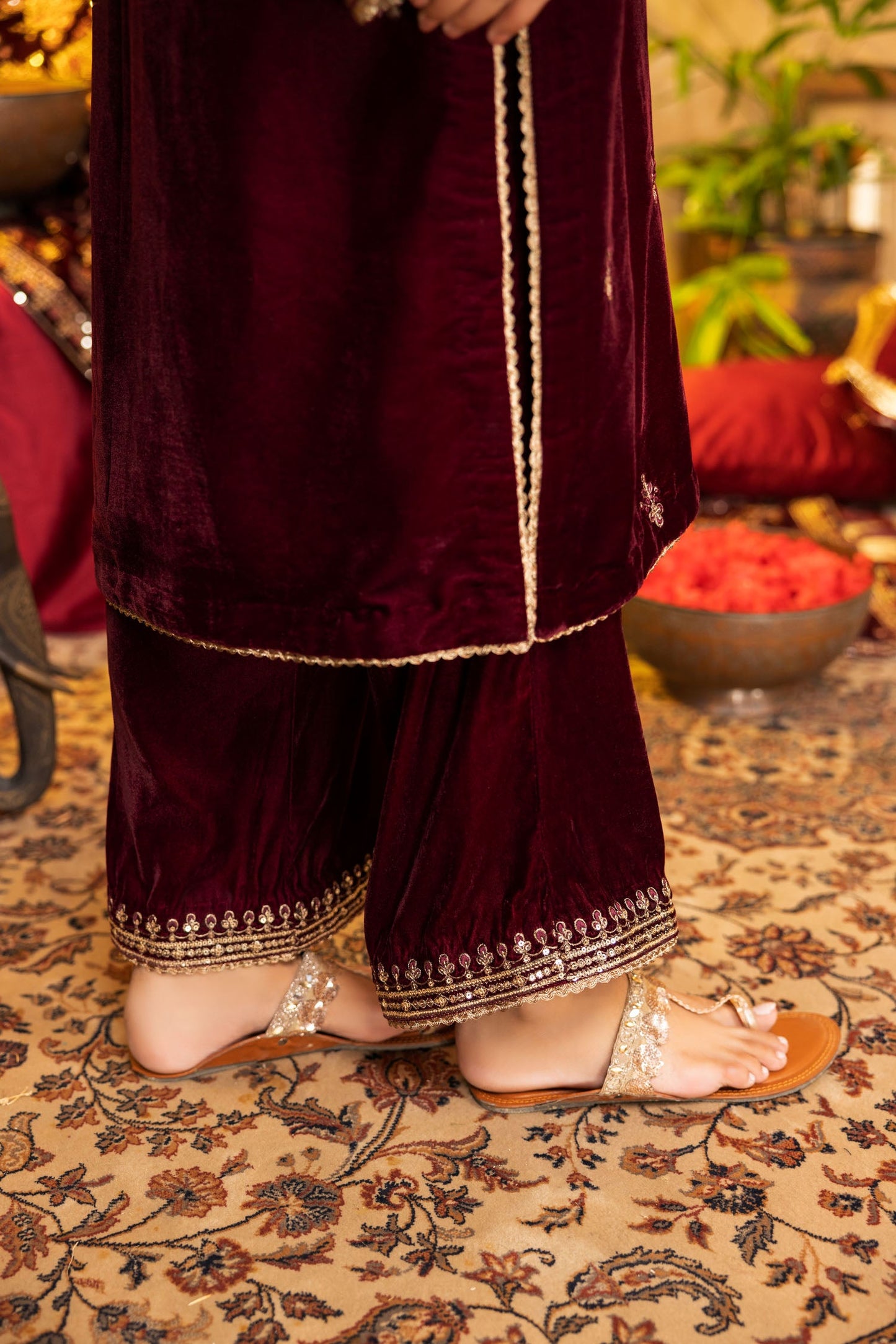 Jelian - Embroidered Velvet Stitched 2PC