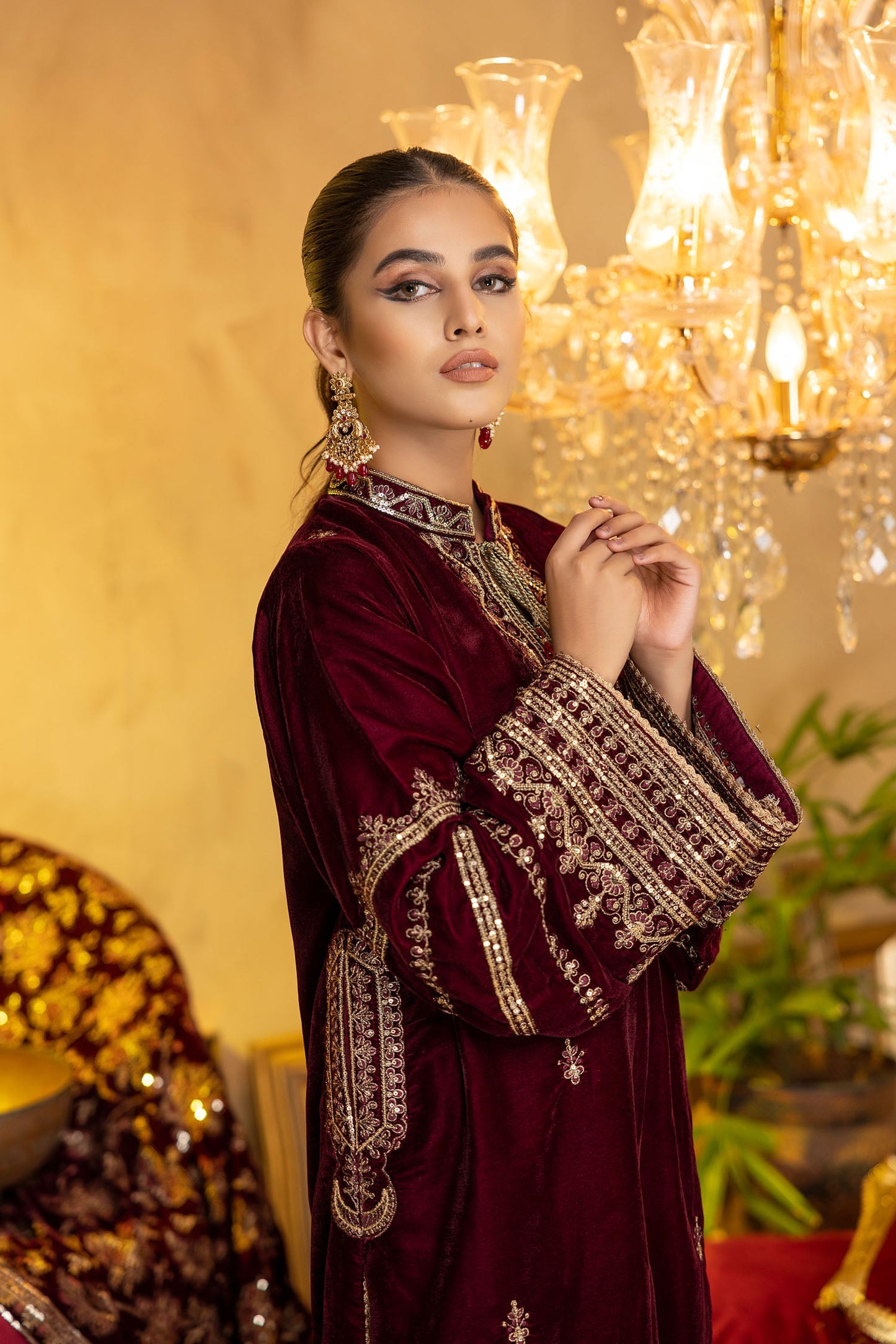 Jelian - Embroidered Velvet Stitched 2PC