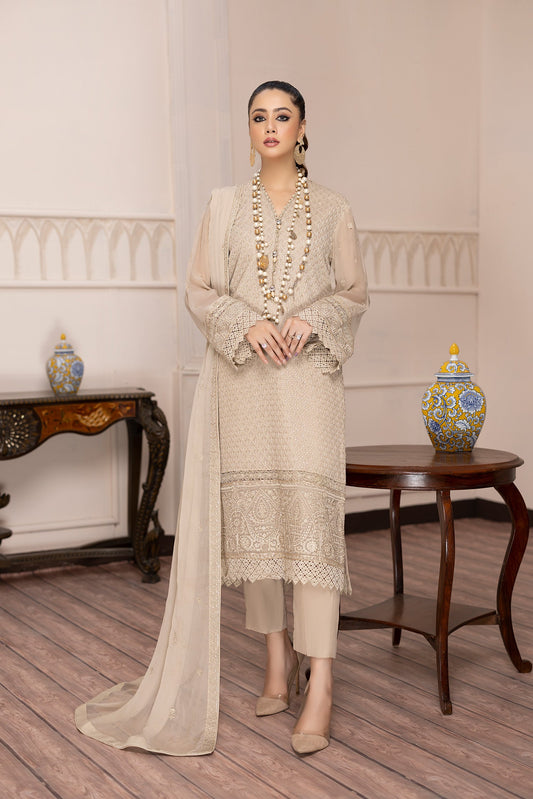 Silky Fawn - Embroidered Chiffon Pret 3PC