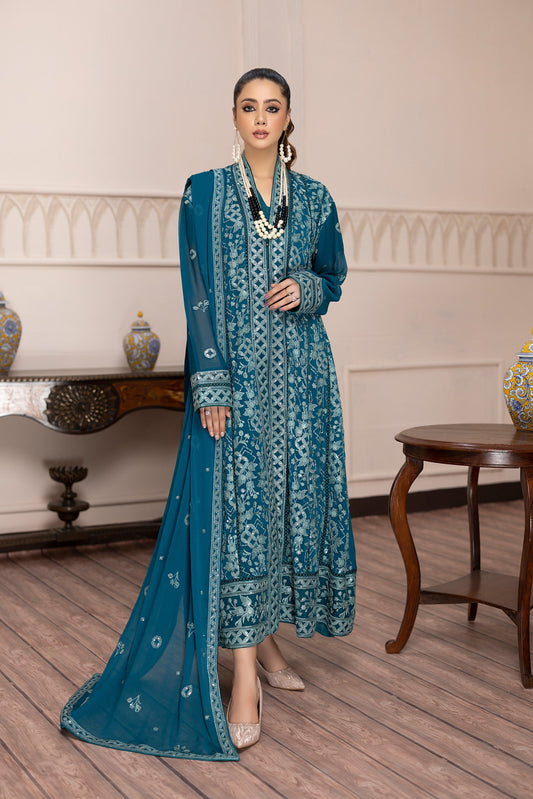 Saffron Glory - Embroidered Chiffon Gown Pret 3PC