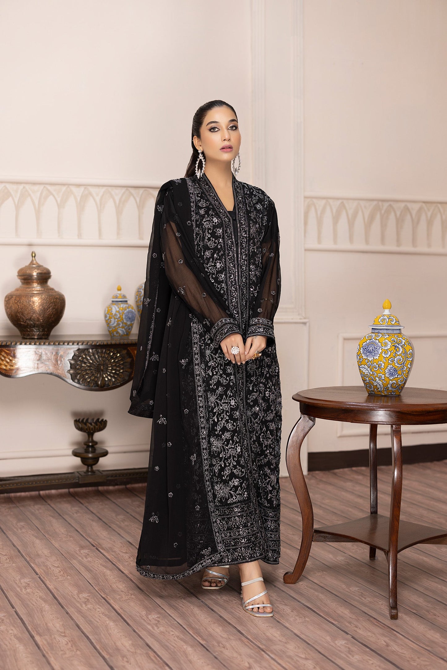 Sky Stars - Embroidered Chiffon Gown Pret 3PC