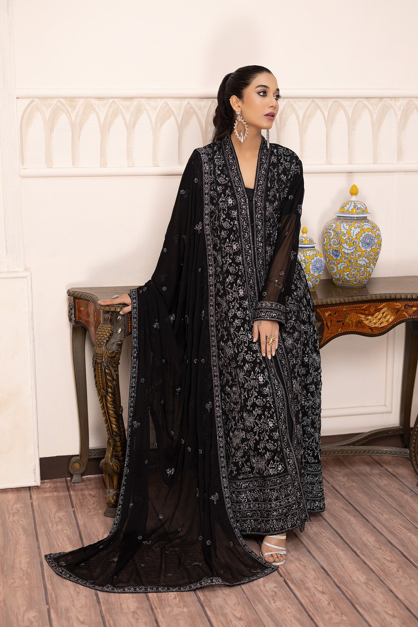 Sky Stars - Embroidered Chiffon Gown Pret 3PC