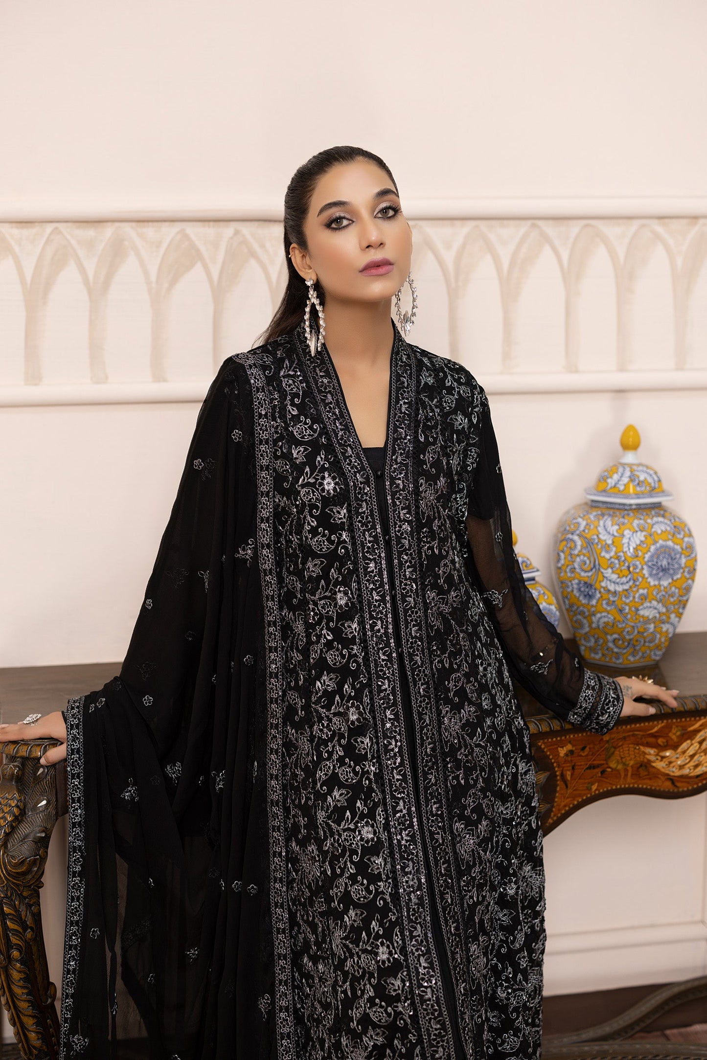 Sky Stars - Embroidered Chiffon Gown Pret 3PC