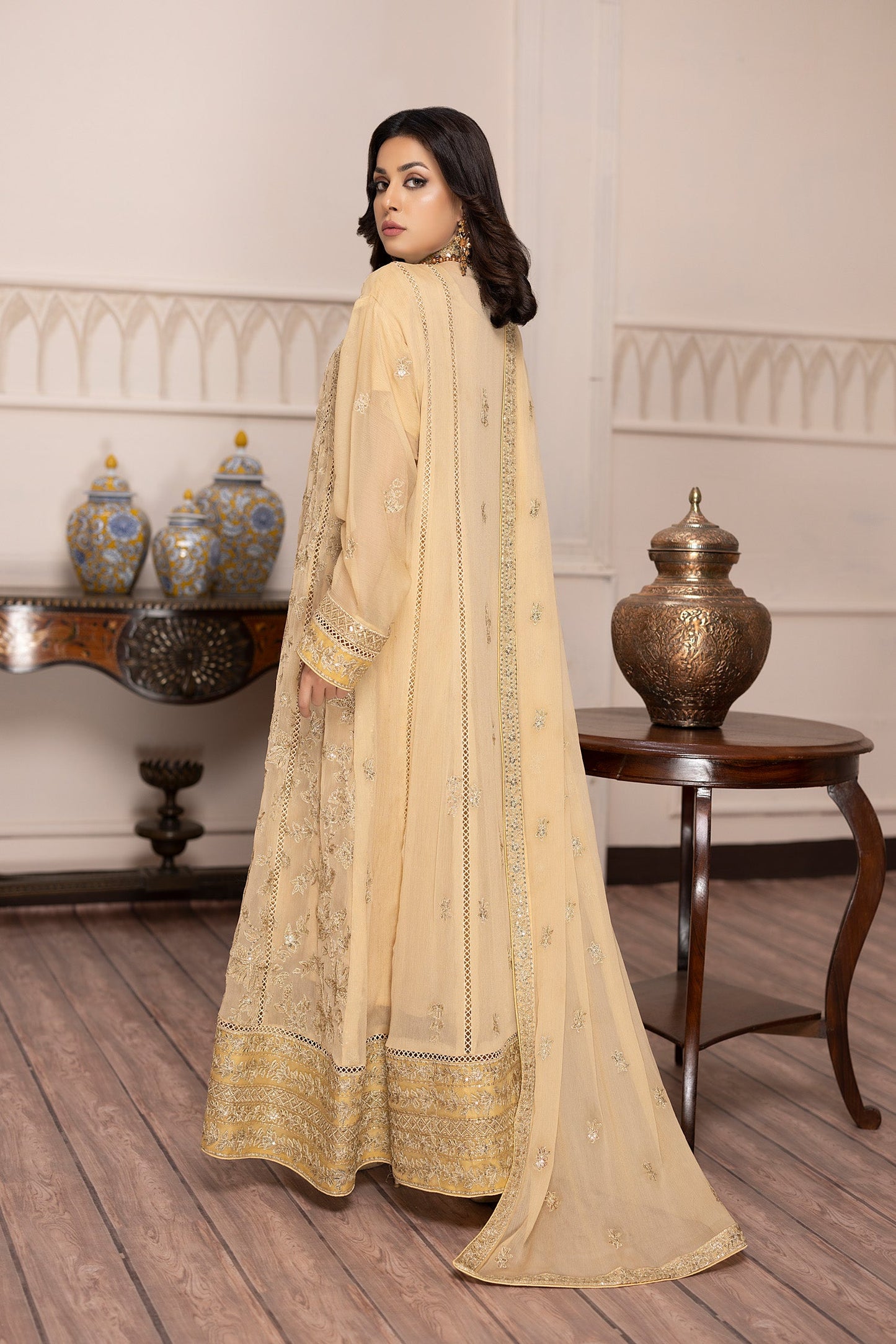 Lite Sun - Embroidered Chiffon Gown Pret 3PC