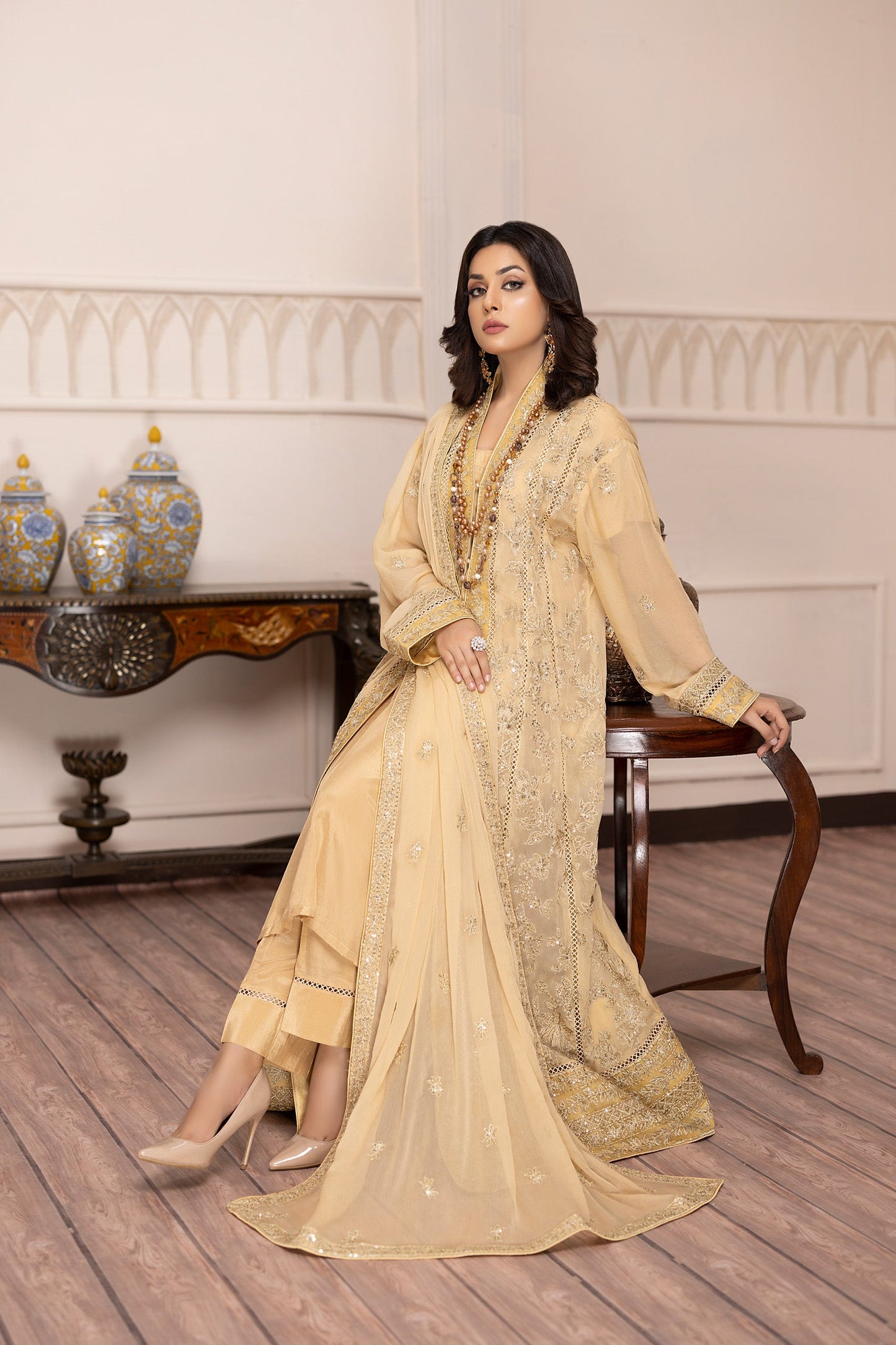 Lite Sun - Embroidered Chiffon Gown Pret 3PC