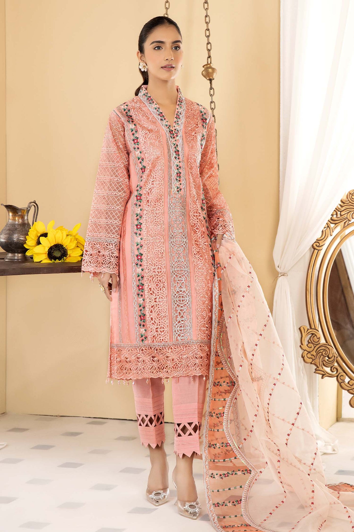 Blush - Stitched Embroidered Organza