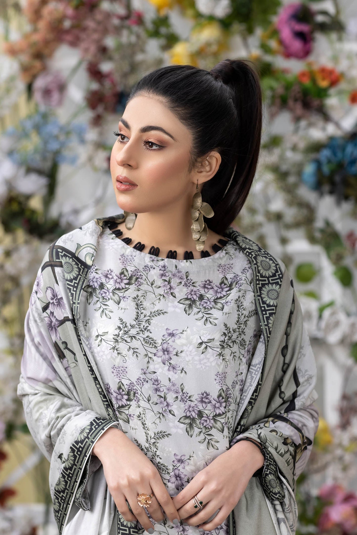 Almond - Stitched Digital Printed Linen 3PC