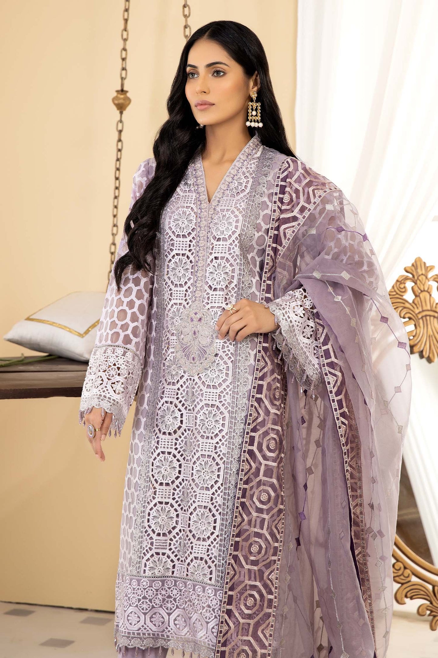 Pearl - Stitched Embroidered Organza