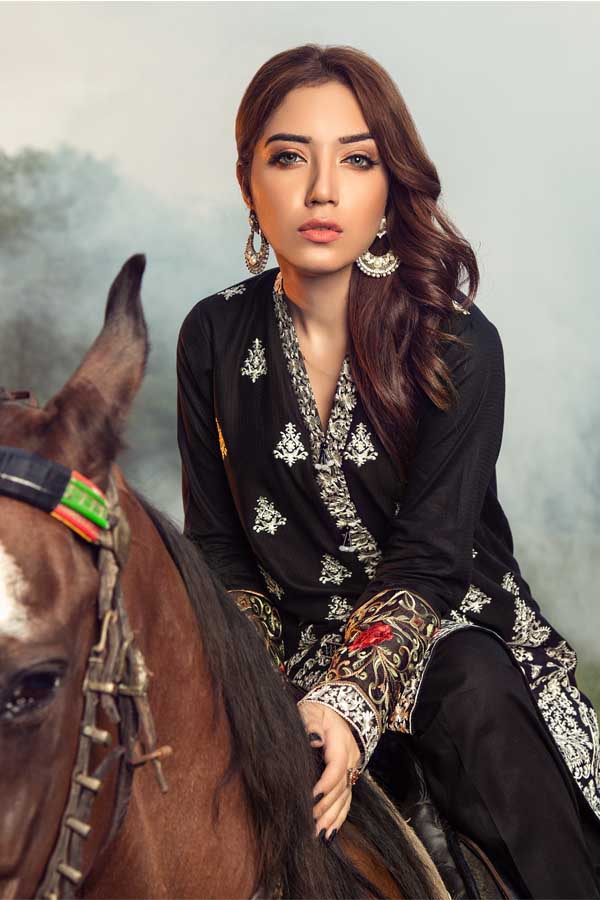 Achromatic Black - Stitched Kurti