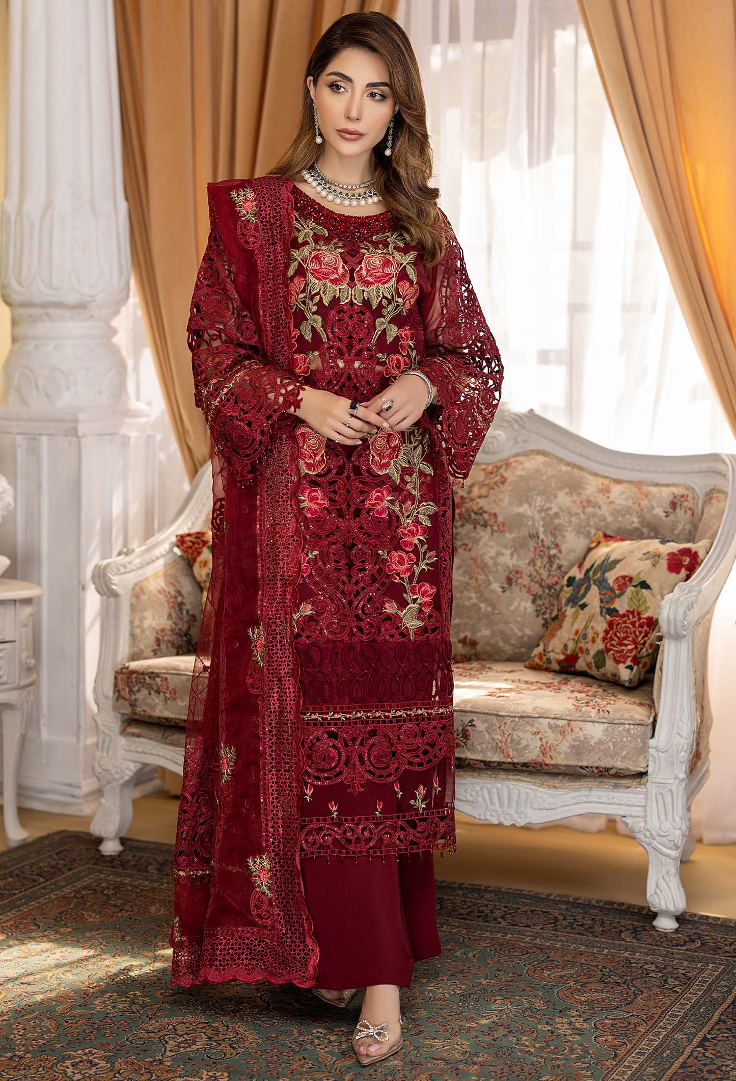 Gladiolus - Embroidered Organza