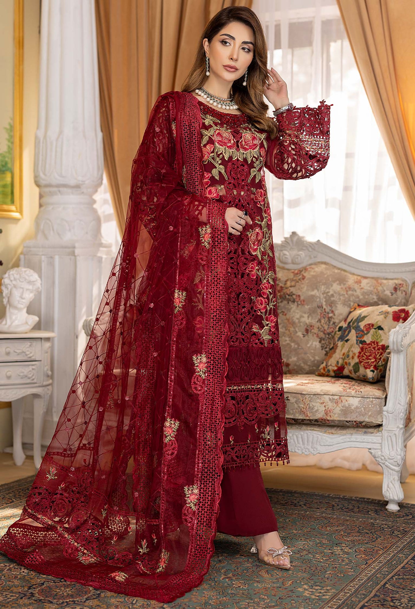 Gladiolus - Embroidered Organza