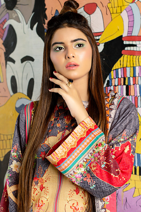 Emily- Digital Embroidered Khaddar Unstitched Kurti