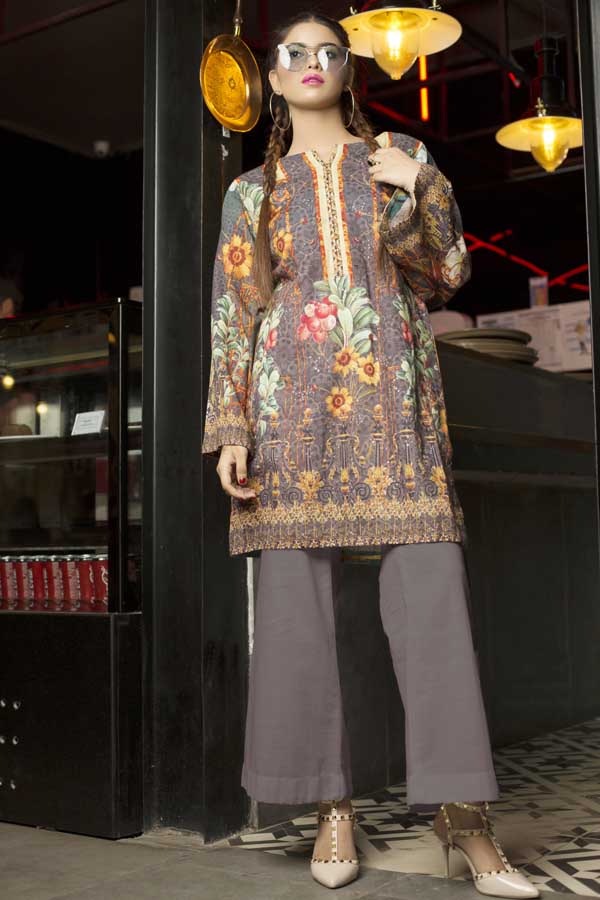 Elena- Digital Embroidered Khaddar Unstitched Kurti