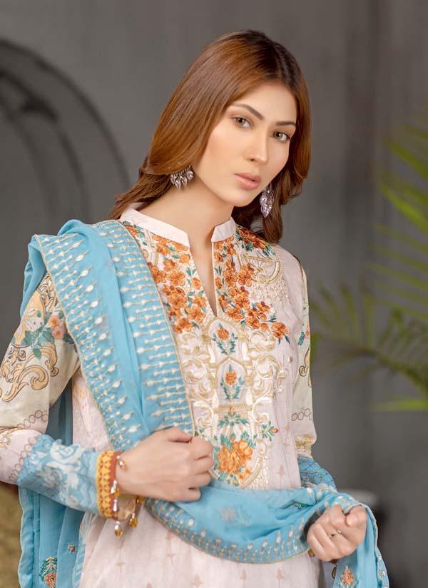 Bellflower - Digital Printed Embroidered Lawn With Chiffon Dupatta
