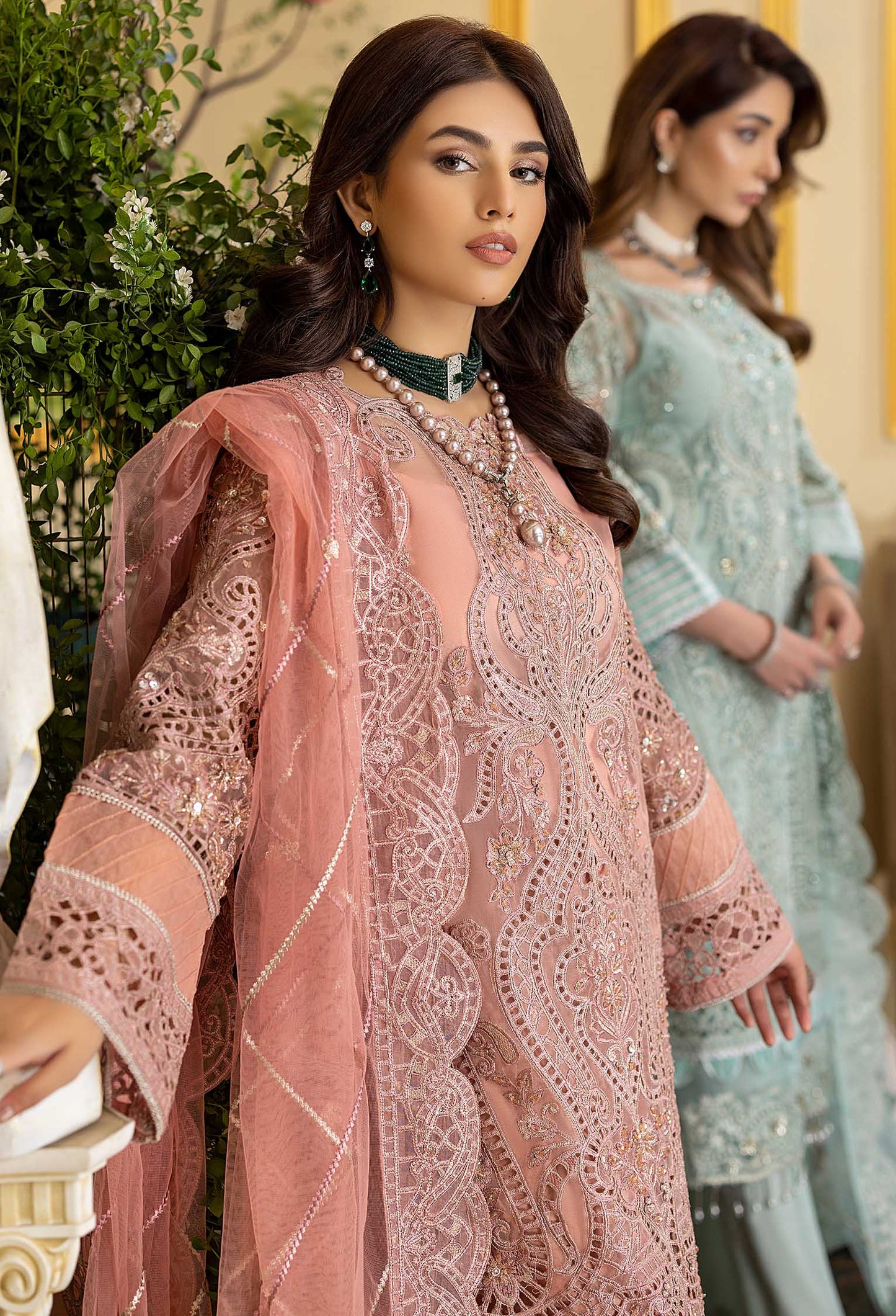 Pink Rosea - Embroidered Organza