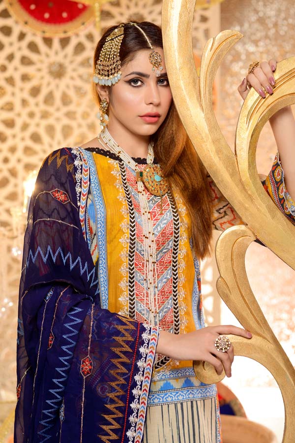 Beryl - Digital Embroidered Mesuri Lawn Unstitch (3 Piece)