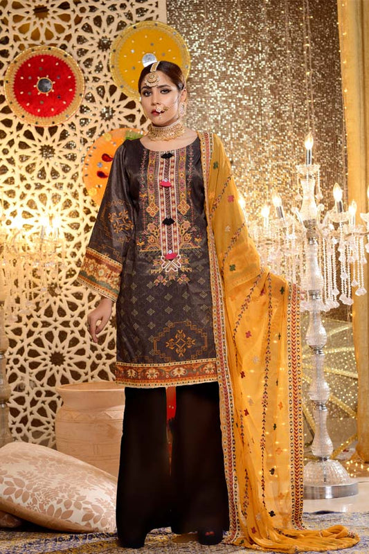 Danburite - Digital Embroidered Mesuri Lawn Unstitch (3 Piece)